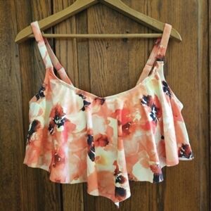 Torrid Floral Bikini Top - Pink and Orange